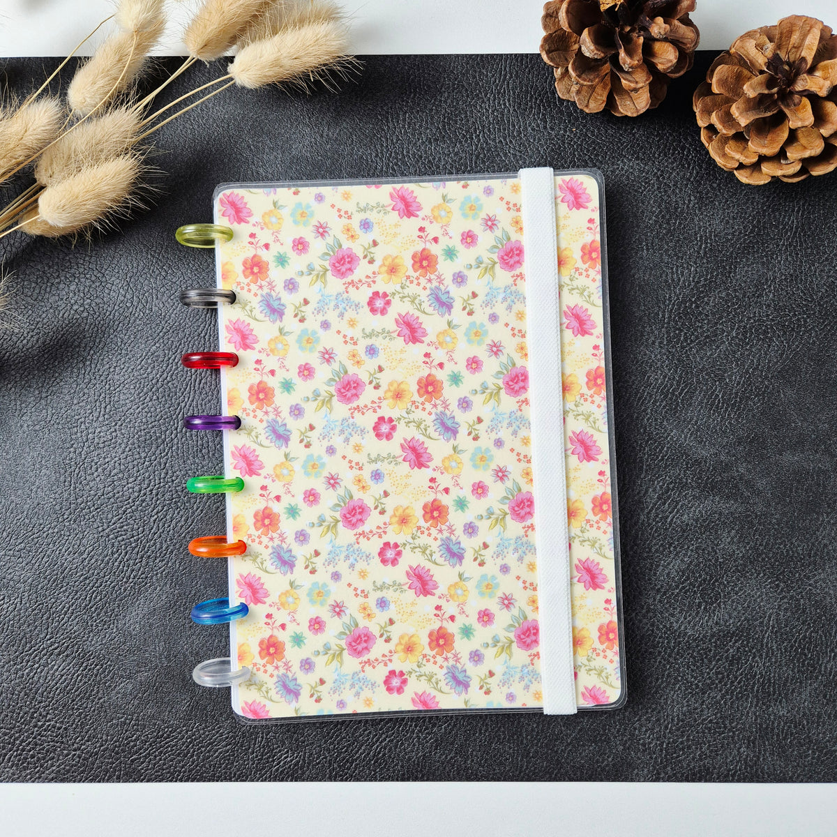 Florales A5-Discbuch mit Notizseiten