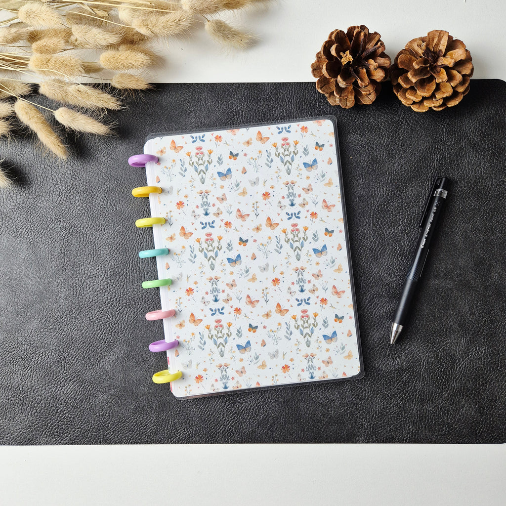A5 Discbound Notizbuch mit Blumenmuster – handgemacht & flexibel