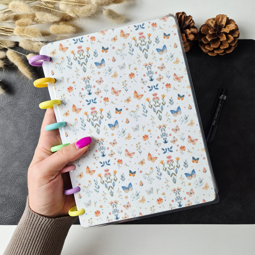 A5 Discbound Notizbuch mit Blumenmuster – handgemacht & flexibel