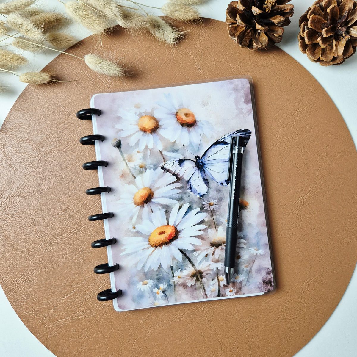 Discbuch A5 | Aquarell Gänseblümchen & Schmetterling Notizbuch