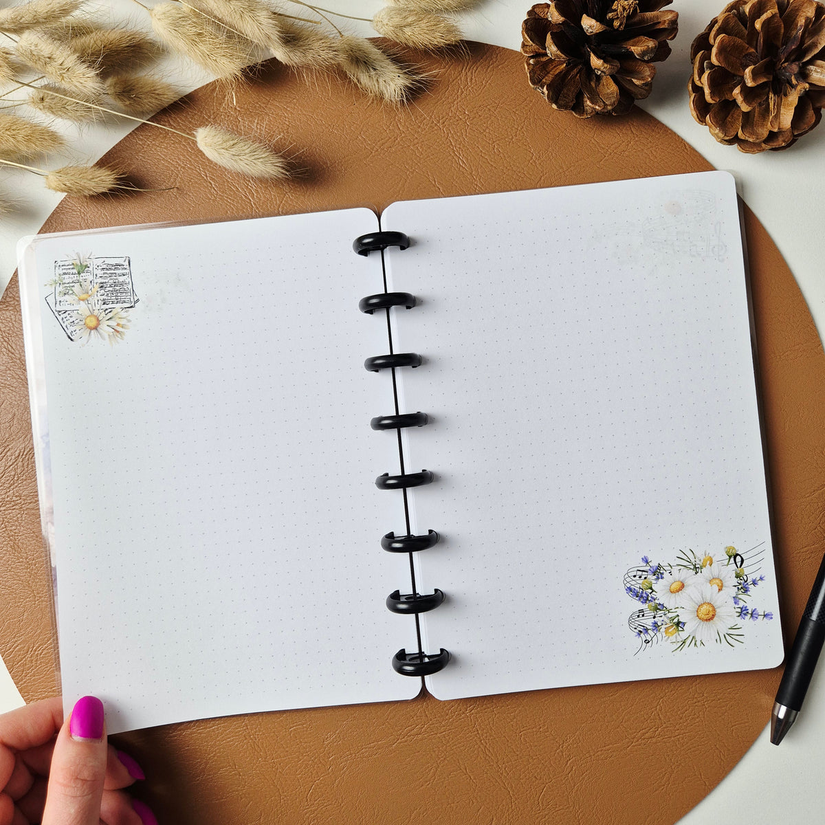 Discbuch A5 | Aquarell Gänseblümchen & Schmetterling Notizbuch