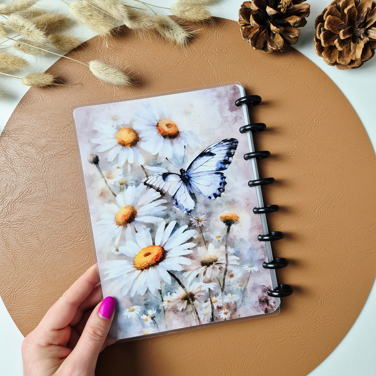 Discbuch A5 | Aquarell Gänseblümchen & Schmetterling Notizbuch