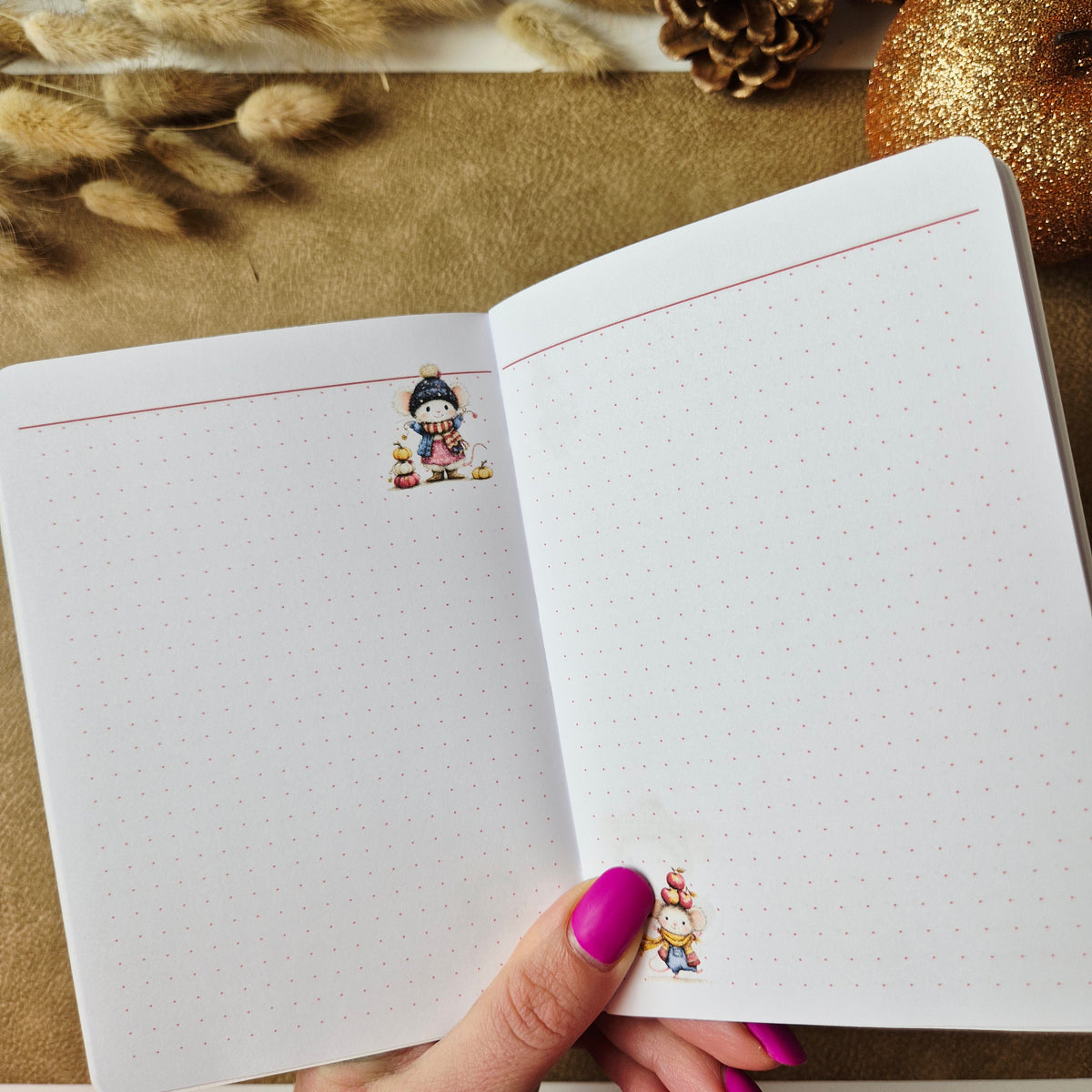 A6 Notizbuch mit kleinen Mäuseillustrationen