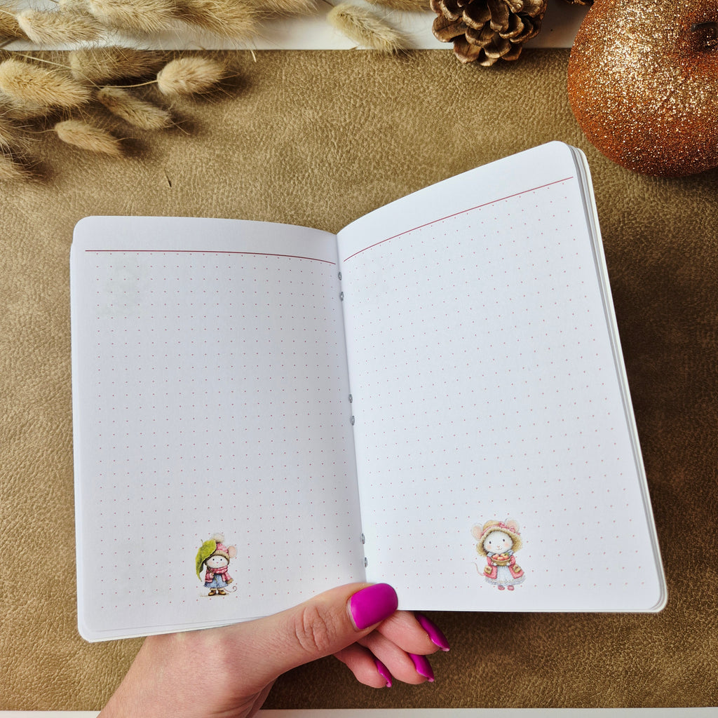 A6 Notizbuch mit kleinen Mäuseillustrationen