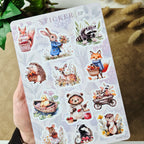 Stickerbogen Waldtiere in Aquarelloptik für Planer und Journals