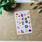 Halloween-Stickerbogen mit Kürbissen und Hexenmotiven