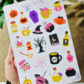 Halloween-Stickerbogen mit Kürbissen und Hexenmotiven