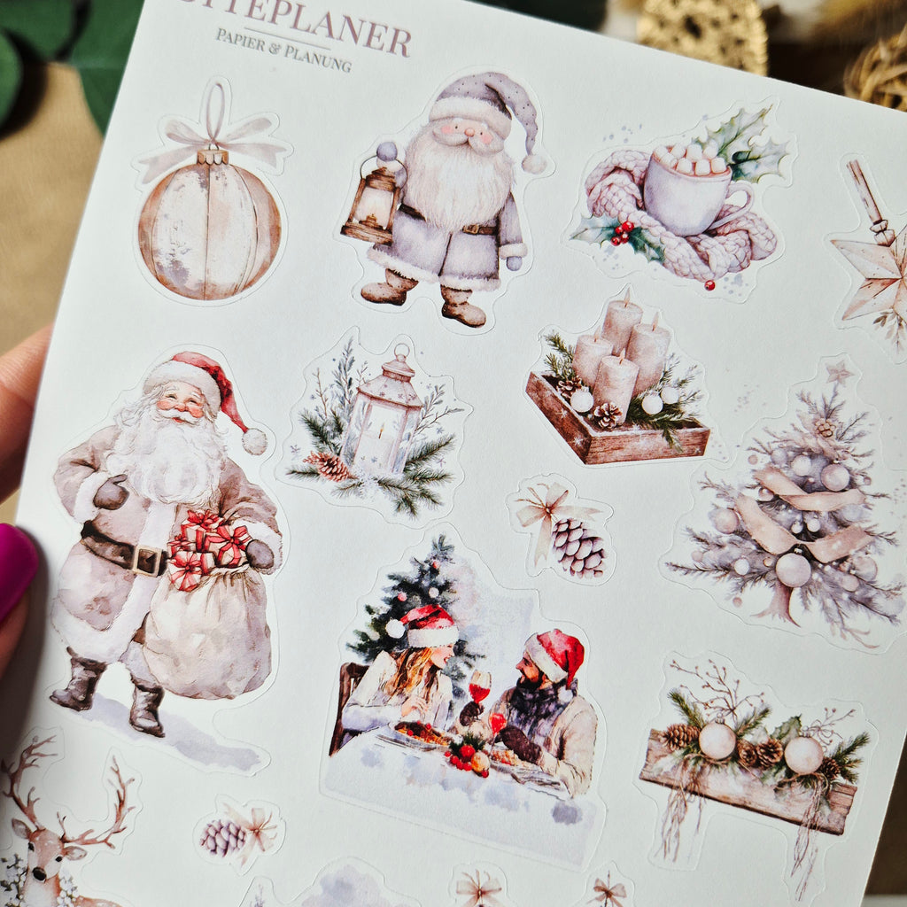 Weihnachtssticker im Aquarellstil