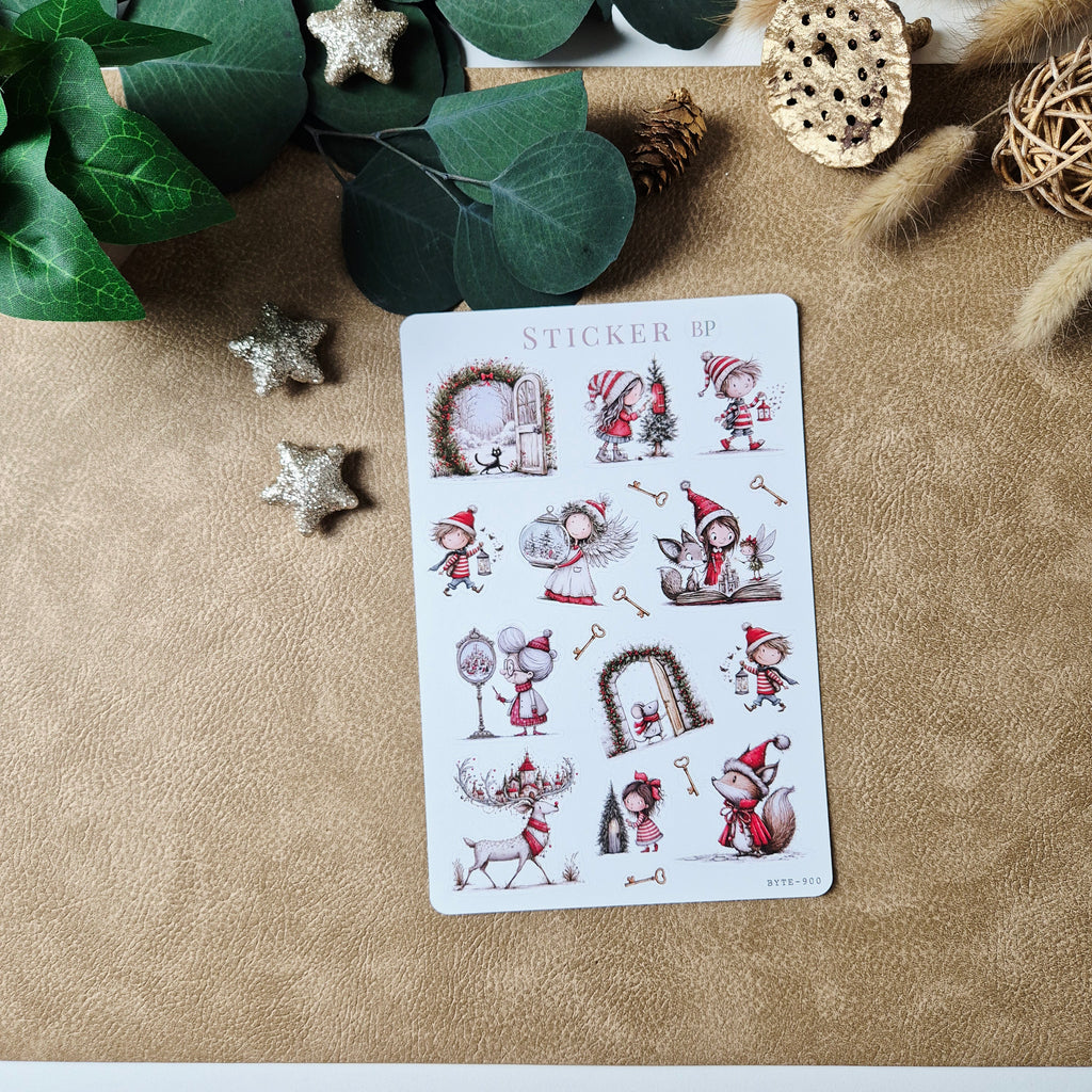 Weihnachtssticker mit märchenhaften Wintermotiven