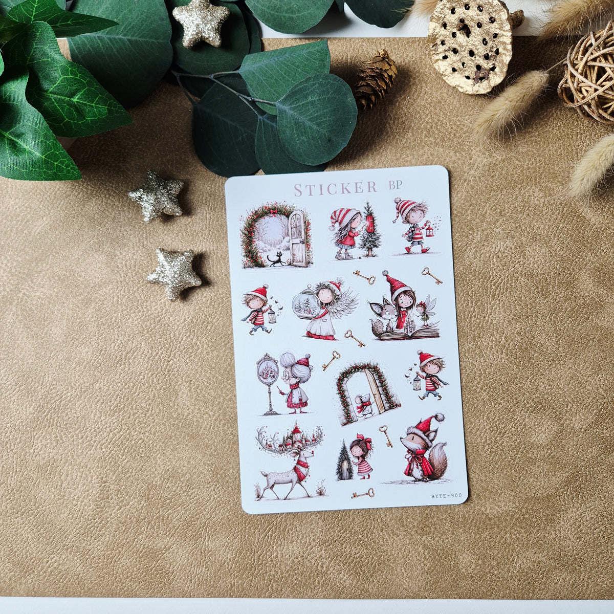 Weihnachtssticker mit märchenhaften Wintermotiven