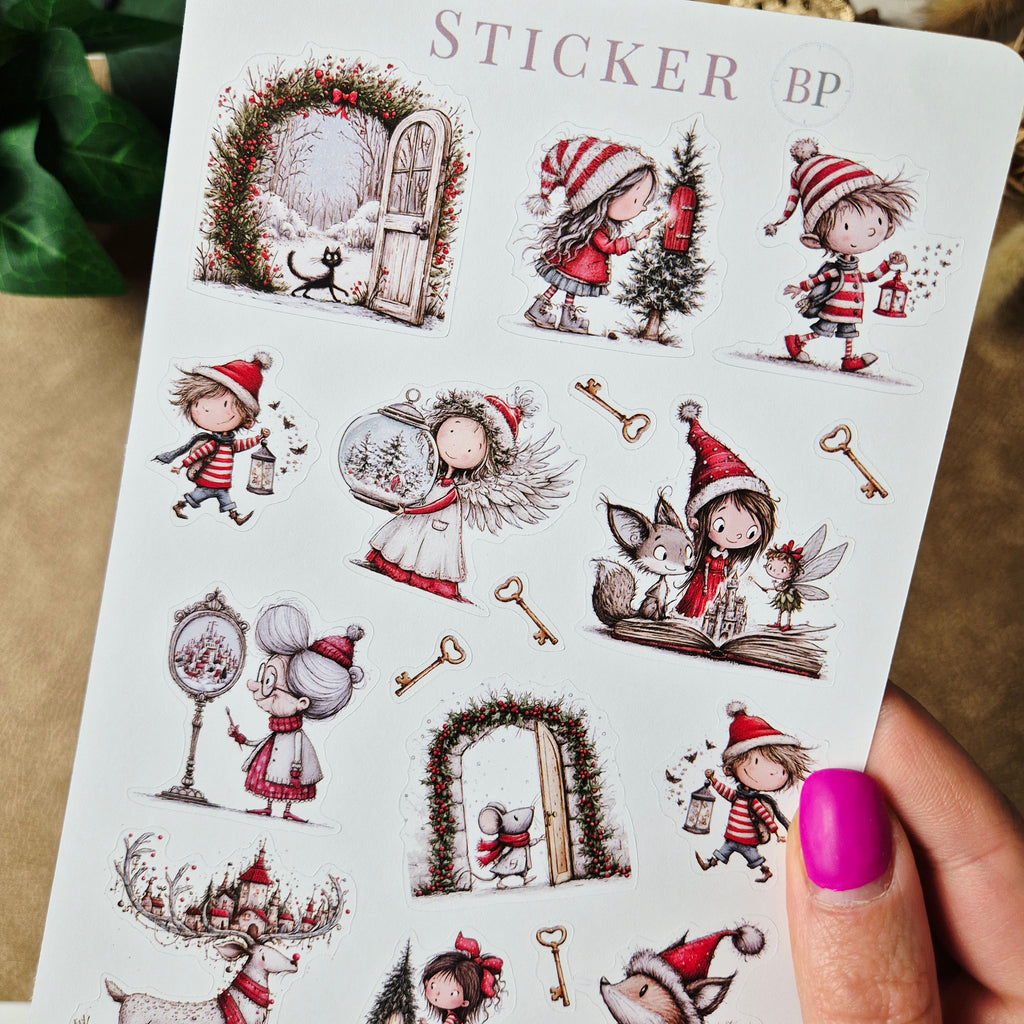 Weihnachtssticker mit märchenhaften Wintermotiven