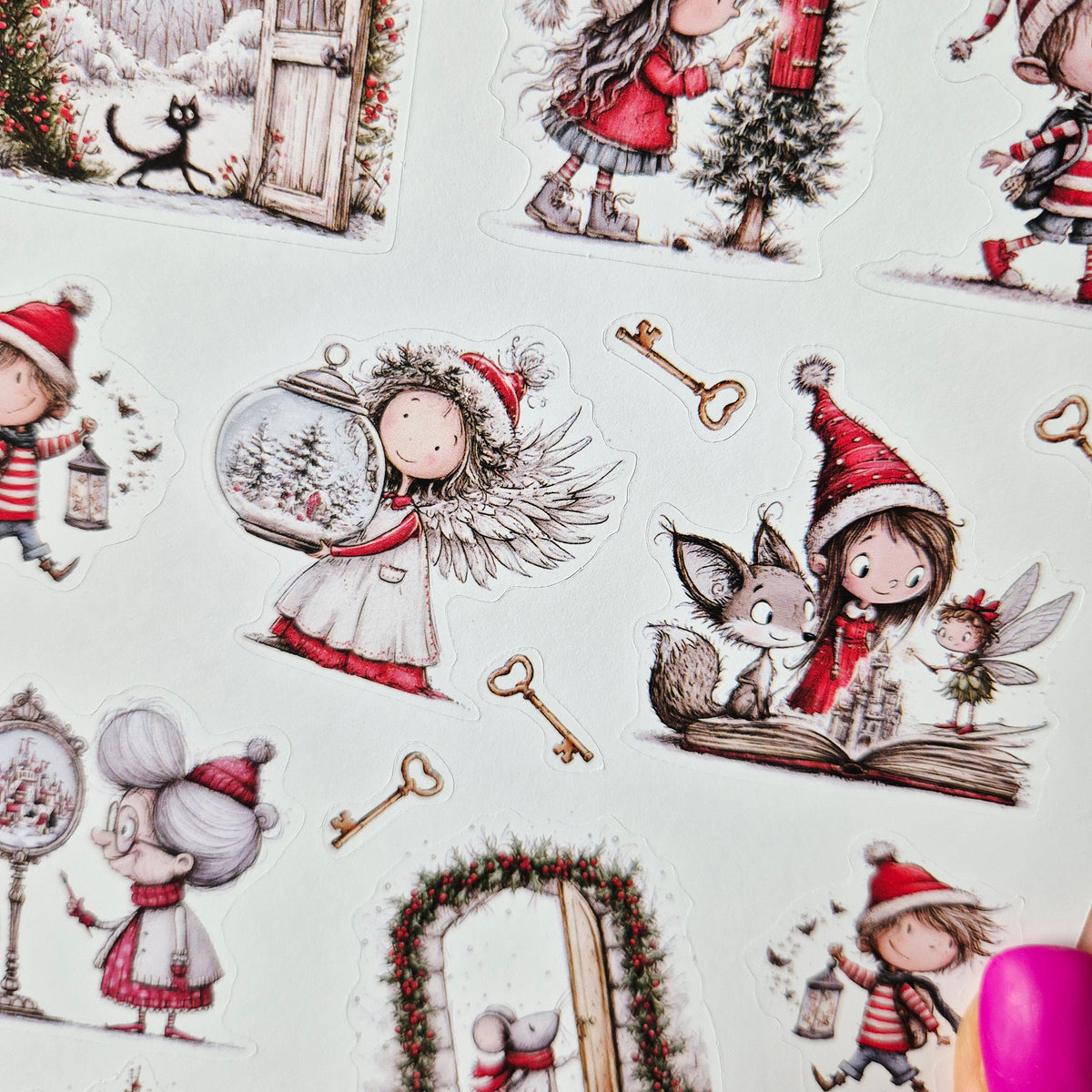 Weihnachtssticker mit märchenhaften Wintermotiven