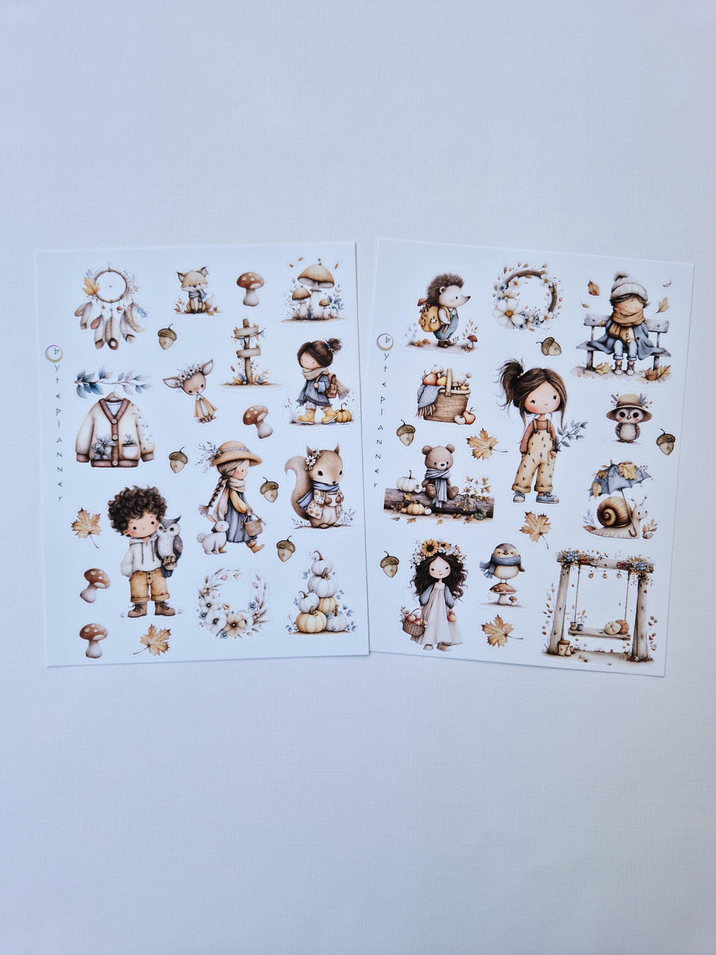 Herbst Sticker Set - Niedliche Waldtiere für Bullet Journal, Planer & Scrapbooking - 2 Bögen