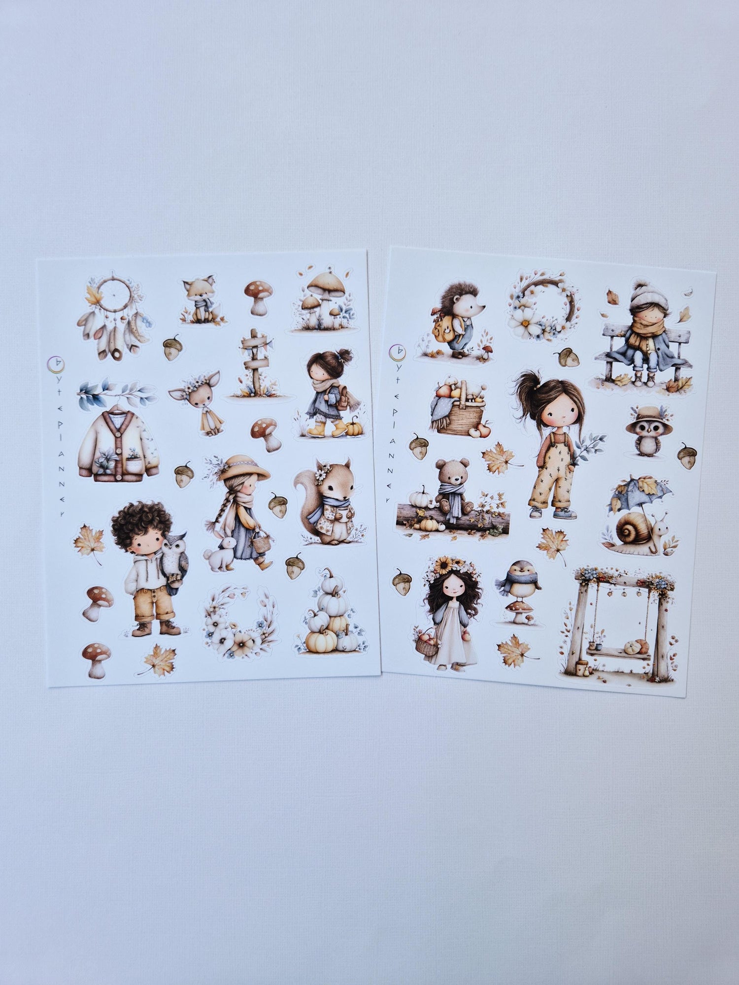 Herbst Sticker Set - Niedliche Waldtiere für Bullet Journal, Planer & Scrapbooking - 2 Bögen