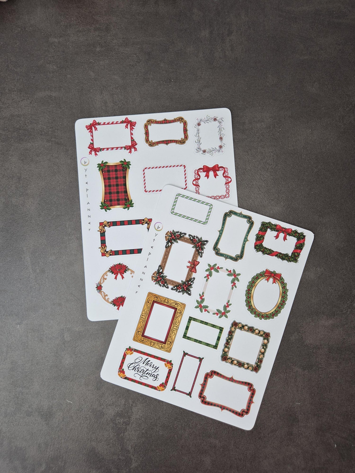 Festliche Winter-Rahmen Sticker | Weihnachtliche Rahmen für Planer und Journal
