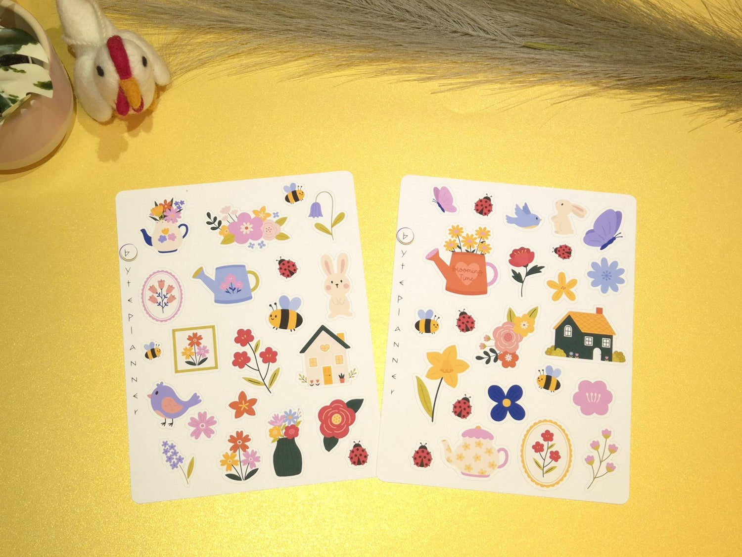 Garten Sticker mit Blumen, Bienen und Schmetterlinge