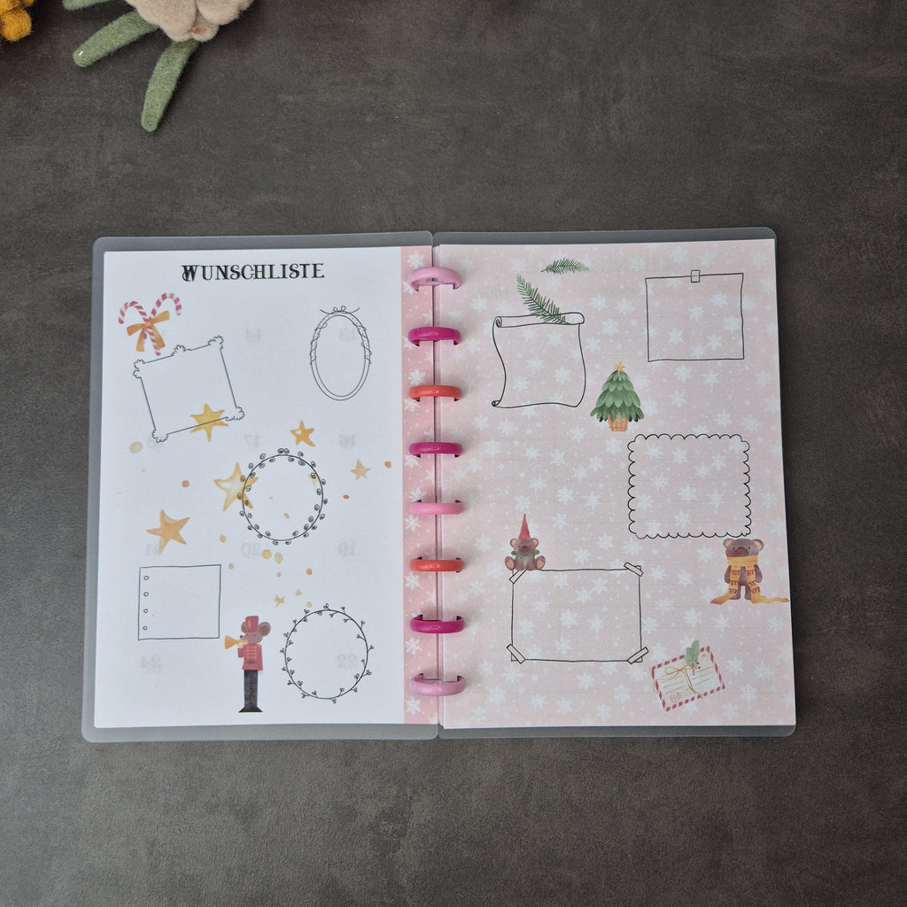 A5 Christmas Planer Discbound mit Weihnachtlichen Stickern
