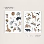 Aquarell Safari Stickerbogen Set