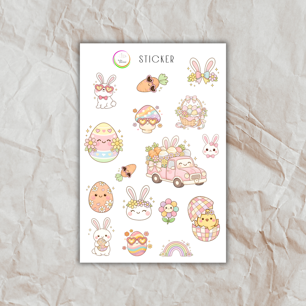 Oster-Stickerbogen in Pastellfarben