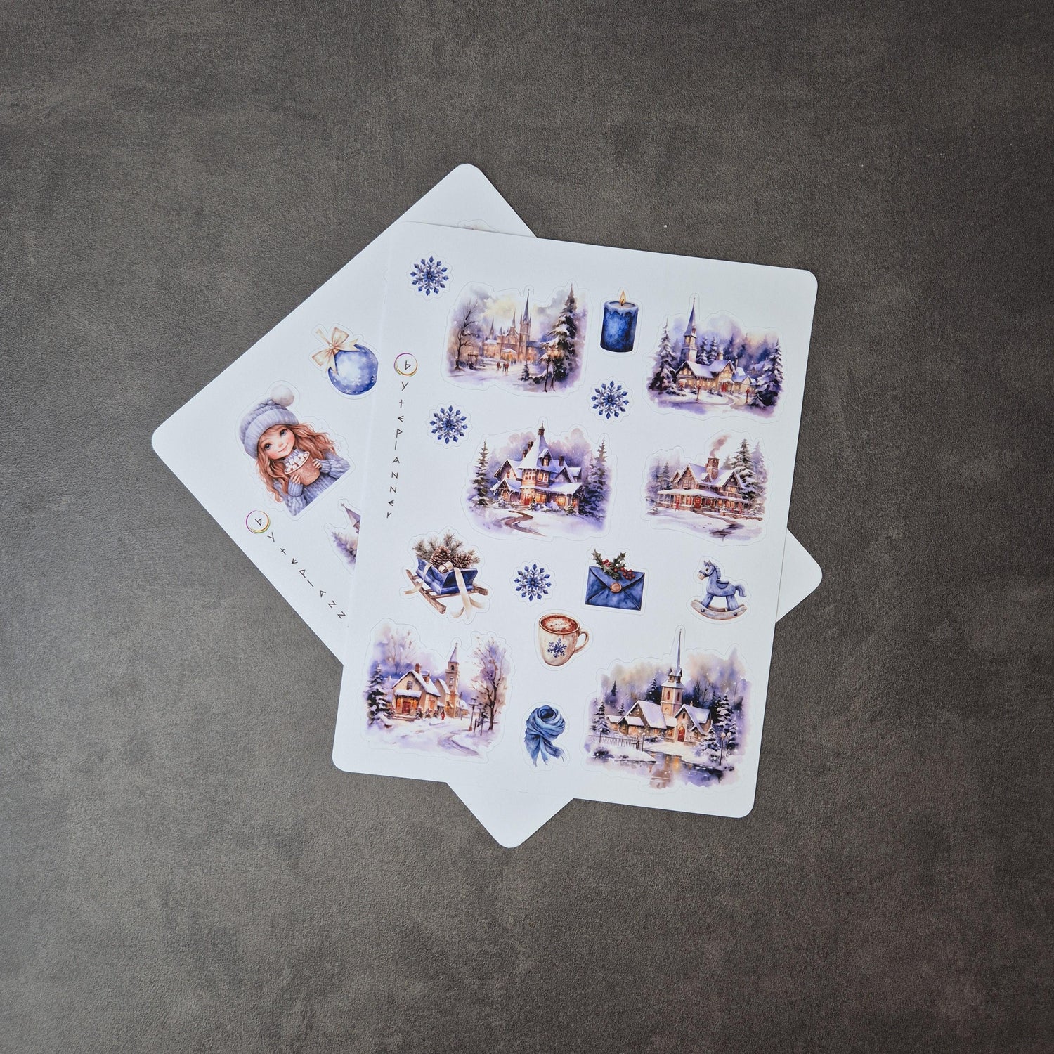 Ein winterlicher Moment zum Festhalten Aquarell-Sticker für deine Planerseiten