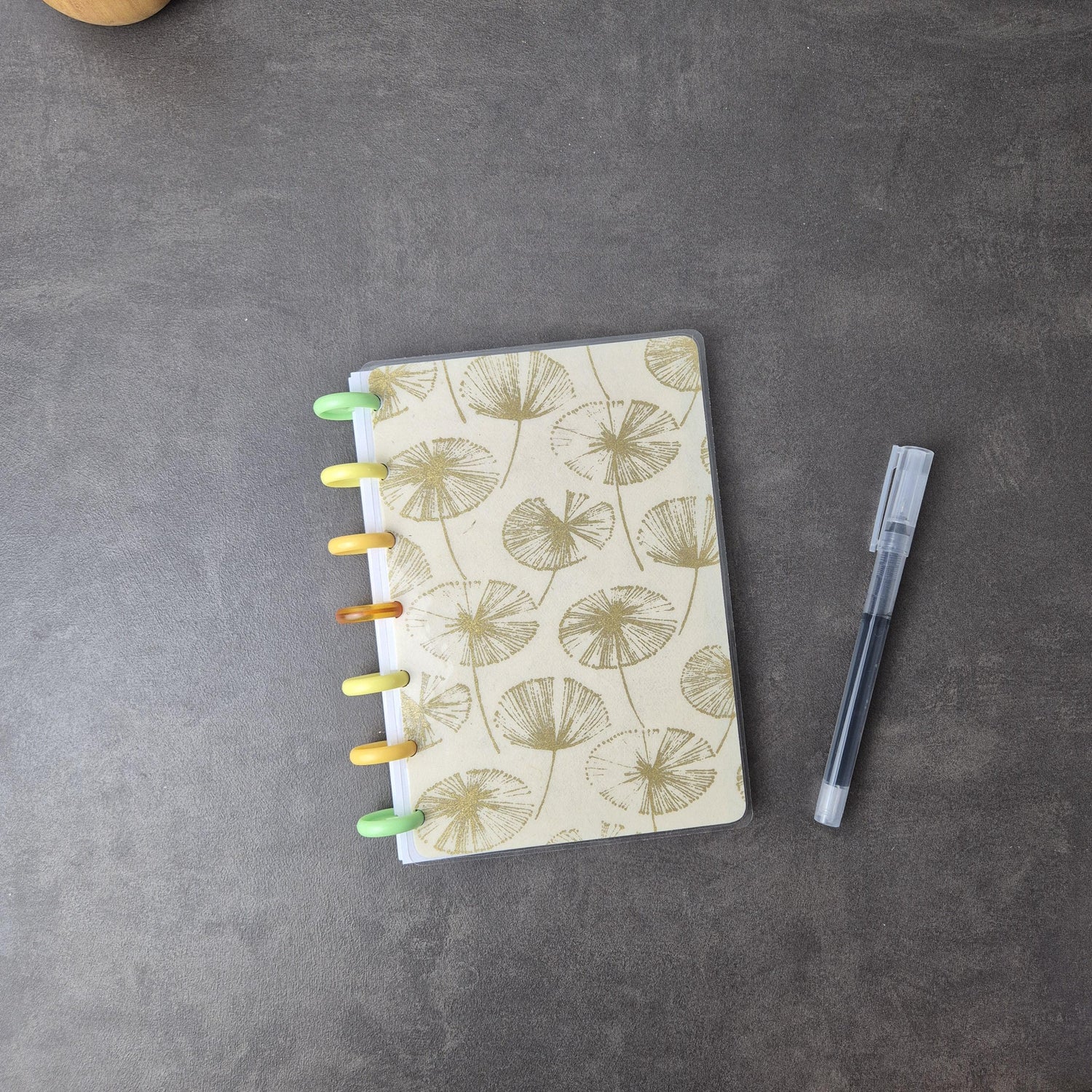 Mini Discbound Notizbuch „Seerosen" – handgemacht, nachfüllbar & minimalistisch