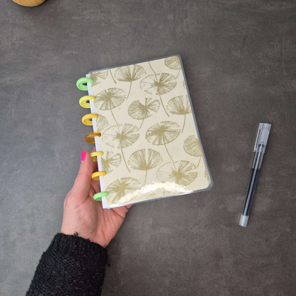 Mini Discbound Notizbuch „Seerosen" – handgemacht, nachfüllbar & minimalistisch