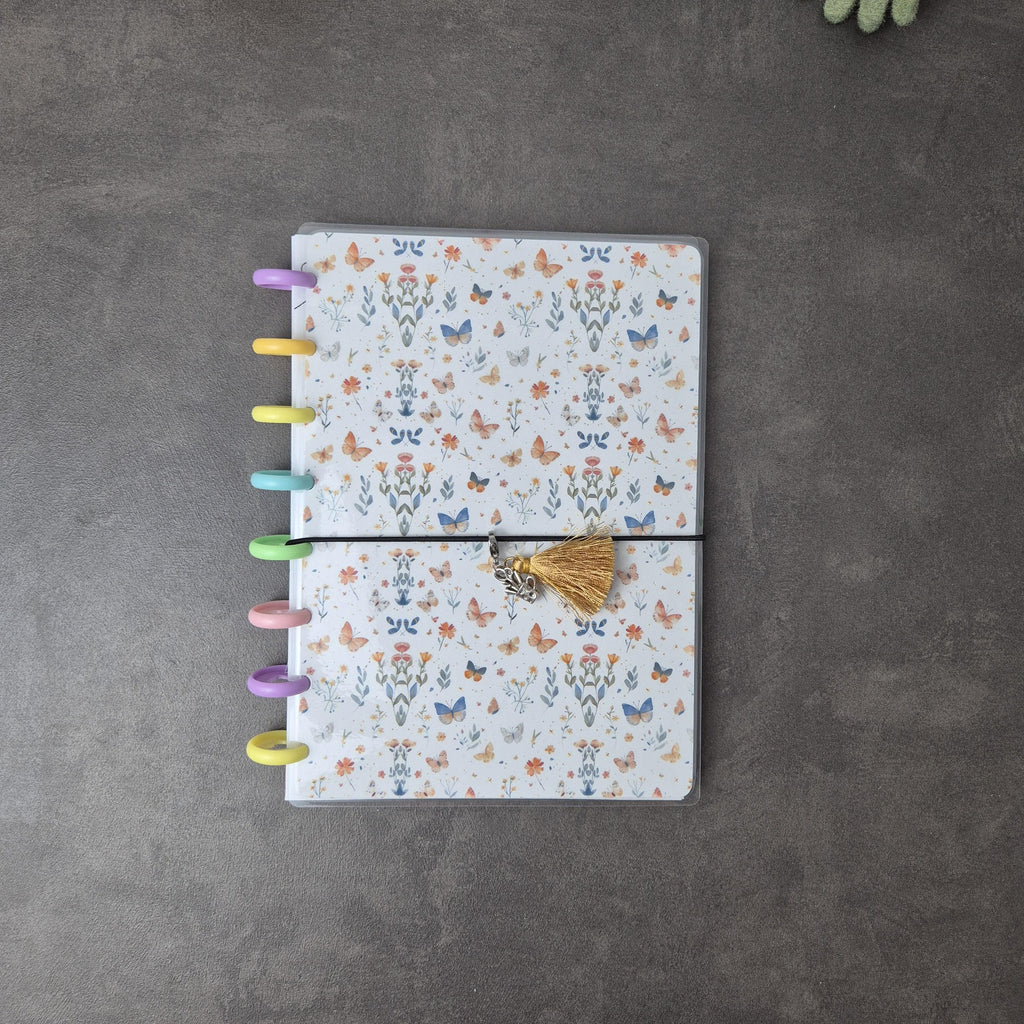 A5 Discbound Notizbuch mit Blumenmuster – handgemacht & flexibel