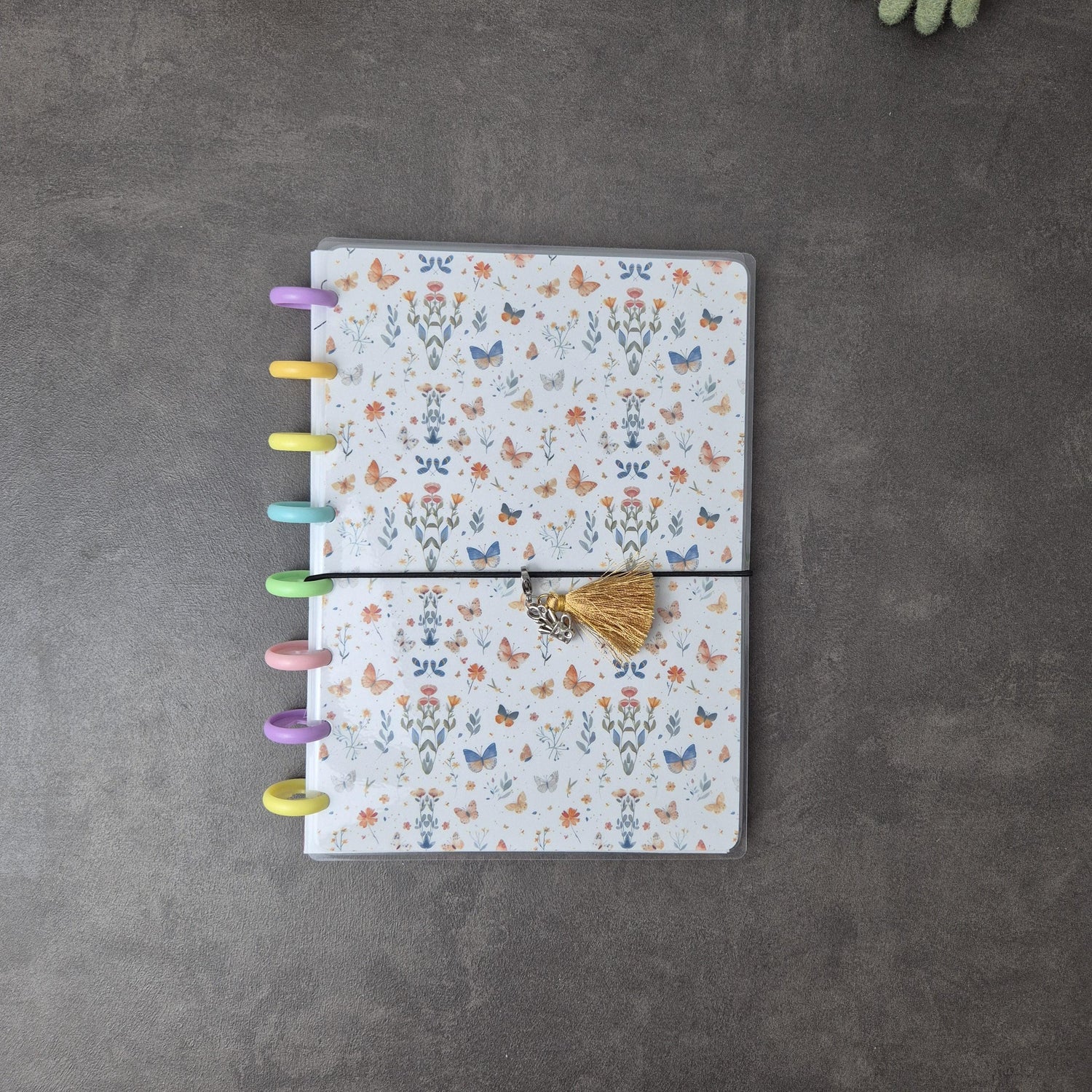 A5 Discbound Notizbuch mit Blumenmuster – handgemacht & flexibel
