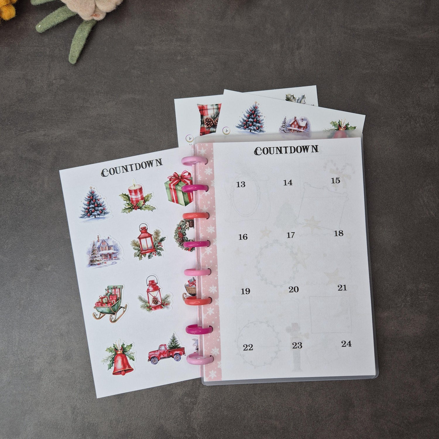 A5 Christmas Planer Discbound mit Weihnachtlichen Stickern