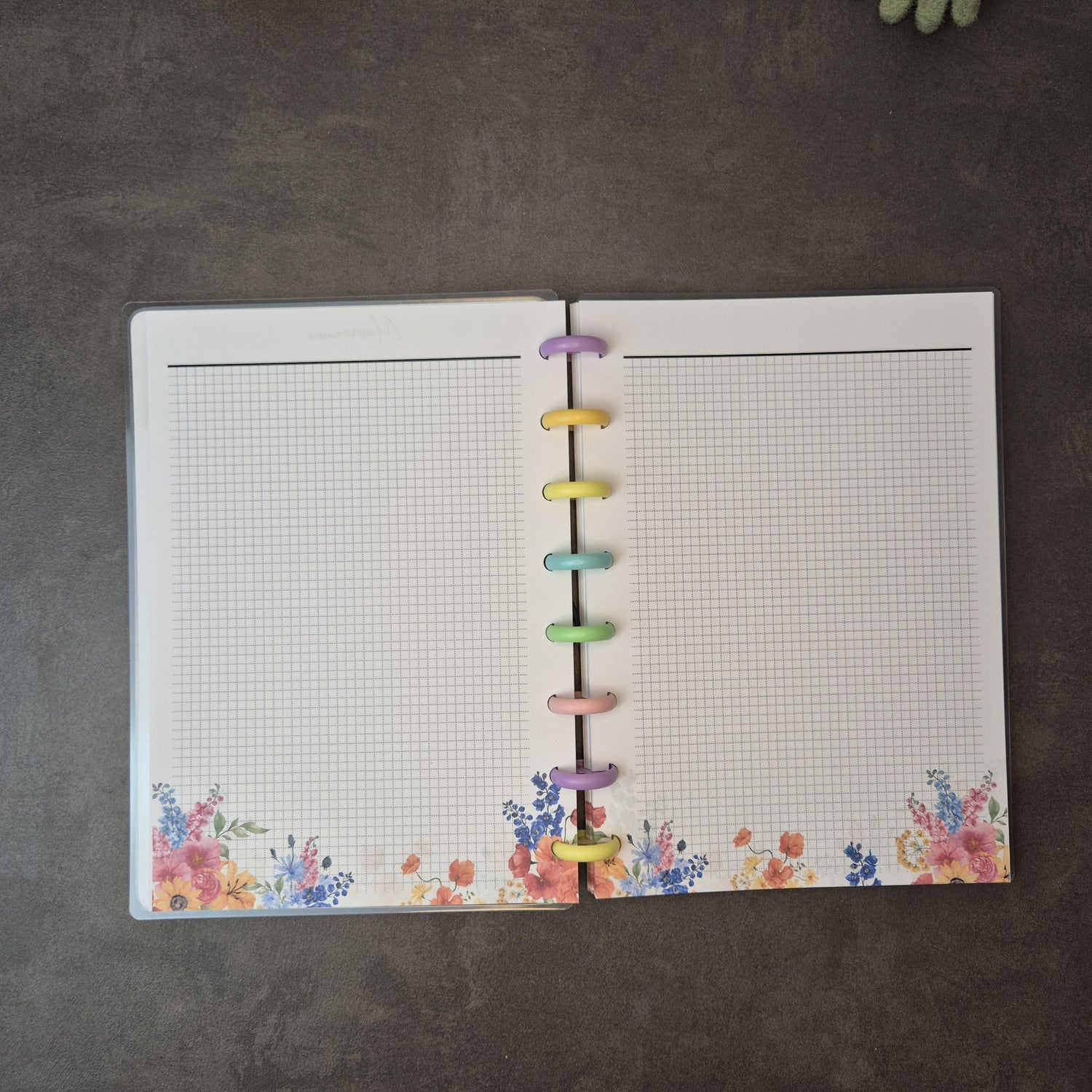 A5 Discbound Notizbuch mit Blumenmuster – handgemacht & flexibel