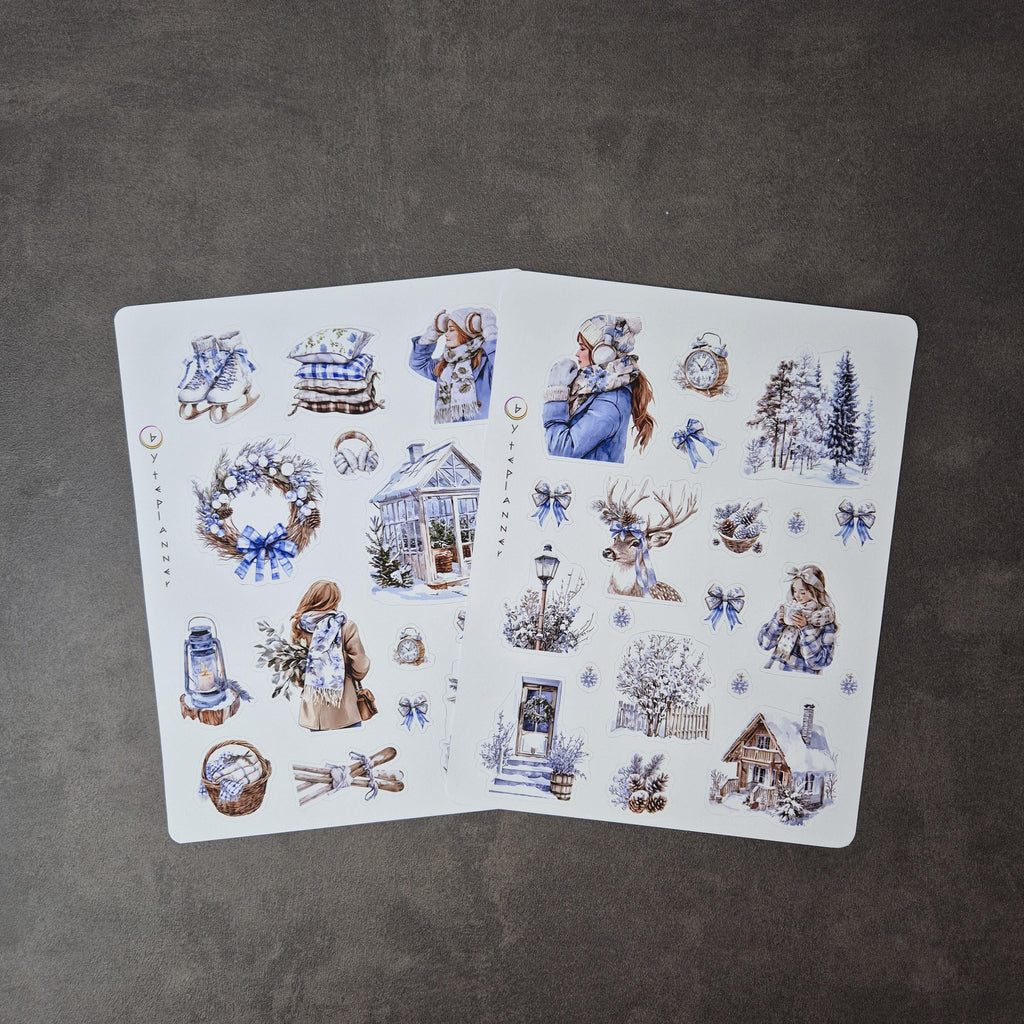 Winterzauber Aquarell Sticker Set – Vintage Weihnachten