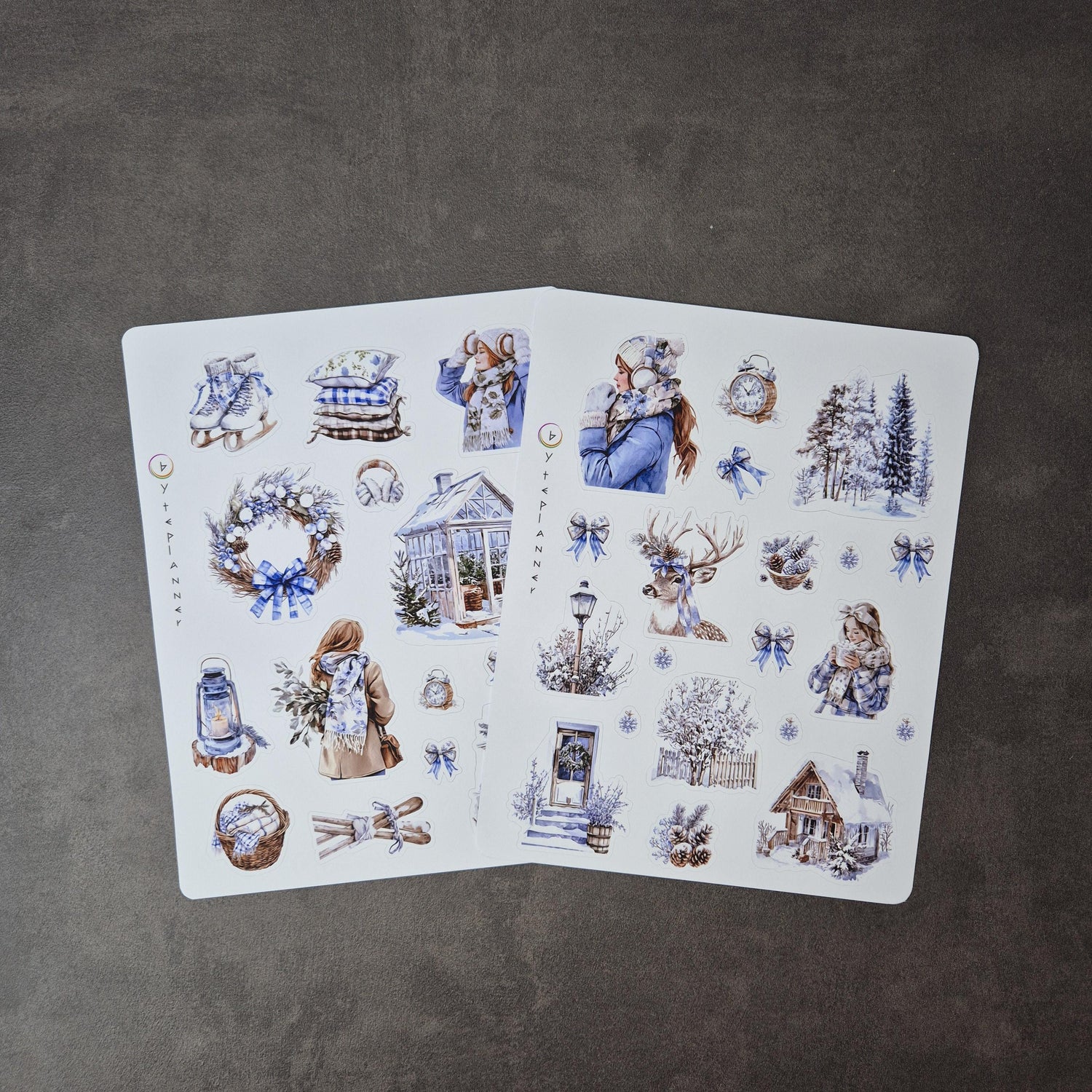 Winterzauber Aquarell Sticker Set – Vintage Weihnachten