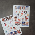 Winterliche Weihnachtssticker Set | Festliche Aufkleber für Planer, Bullet Journal | Schneeflocken, Cafés, Geschenke