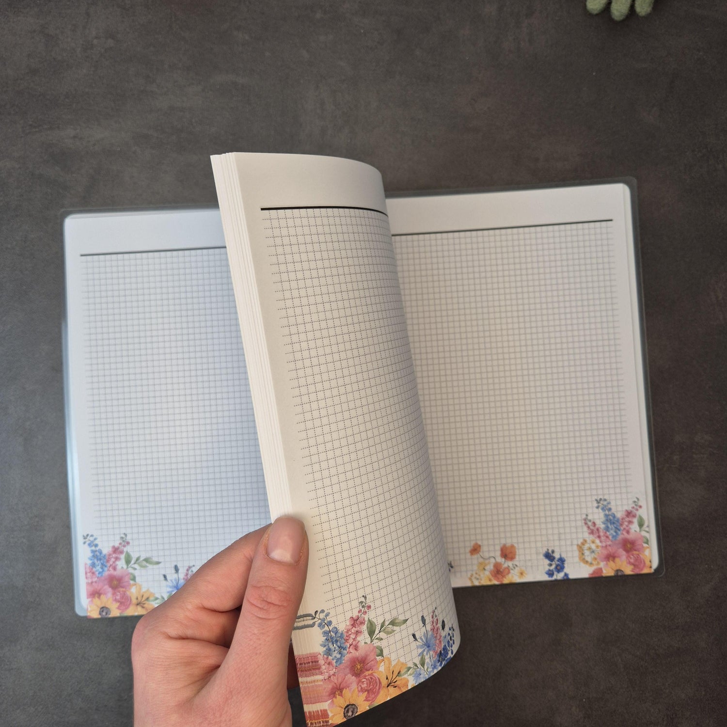 A5 Discbound Notizbuch mit Blumenmuster – handgemacht & flexibel