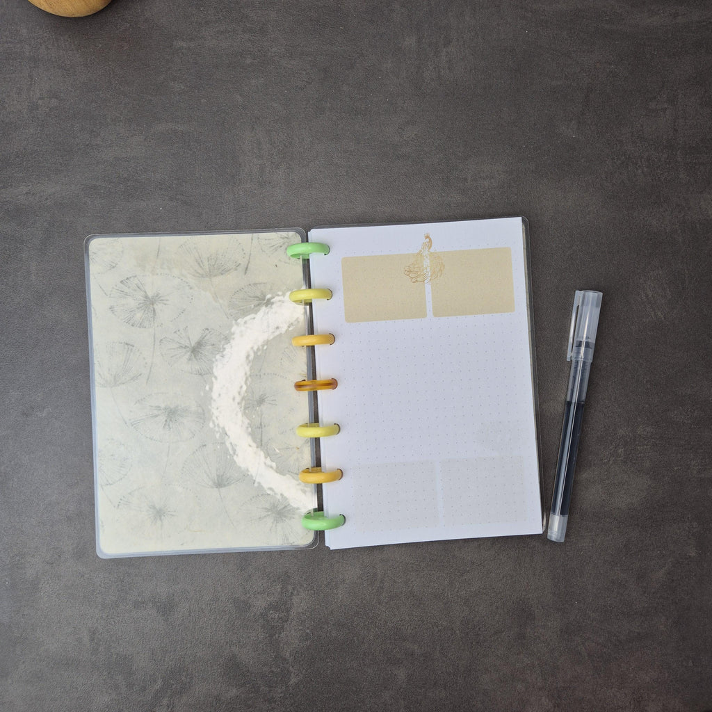 Mini Discbound Notizbuch „Seerosen" – handgemacht, nachfüllbar & minimalistisch