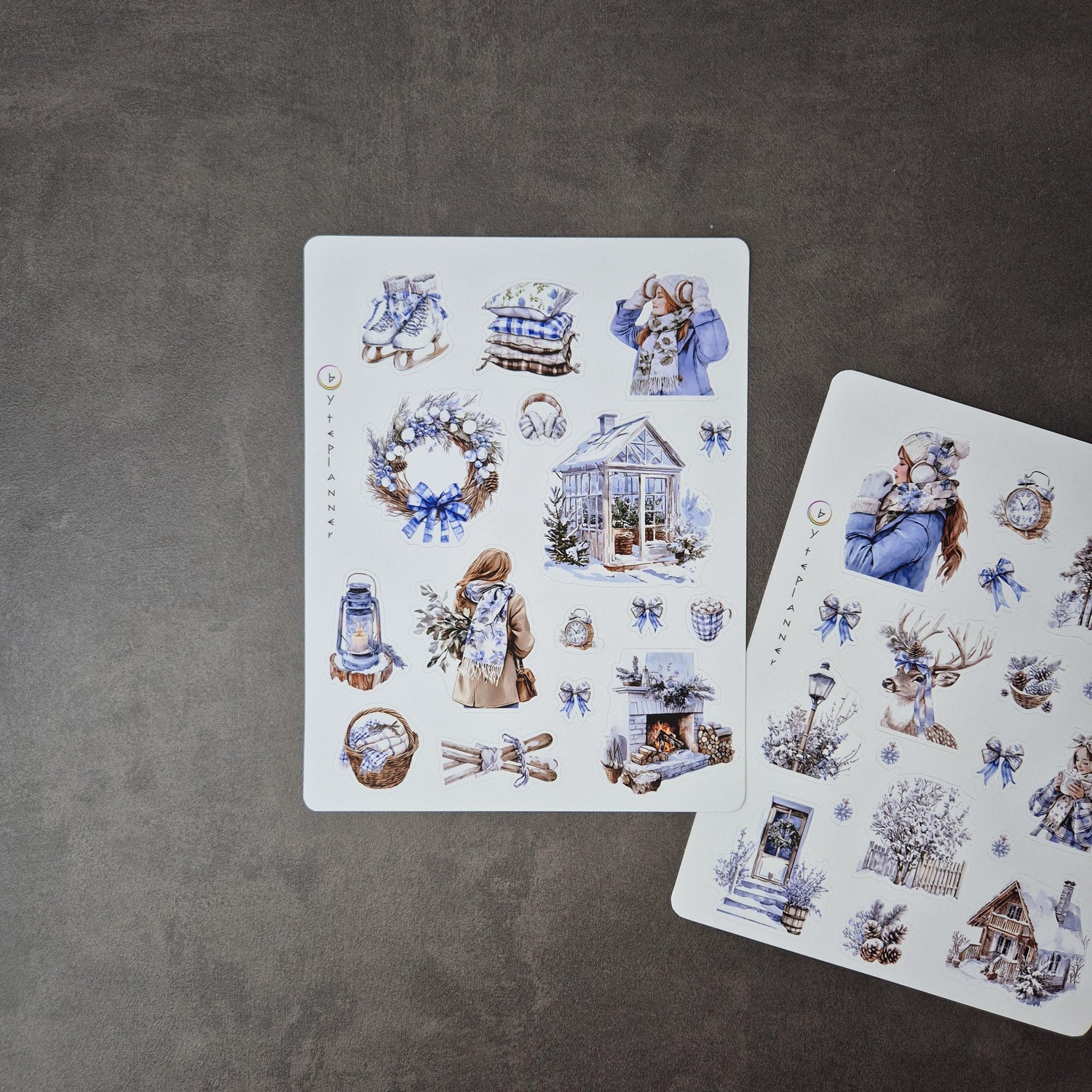 Winterzauber Aquarell Sticker Set – Vintage Weihnachten