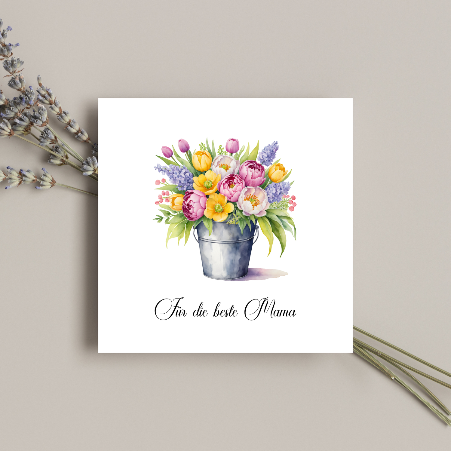 Muttertagskarte mit Aquarell-Blumenstrauß