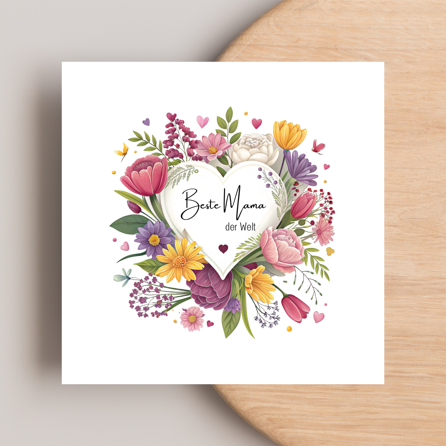 Details für Muttertagskarte „Beste Mama der Welt" – wie handgemalt mit Blumenkranz ansehen Muttertagskarte „Beste Mama der Welt" – wie handgemalt mit Blumenkranz