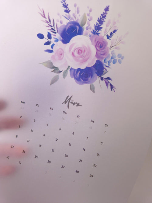 2026 Kalender Dashboards aus Vellum in zartem Lila