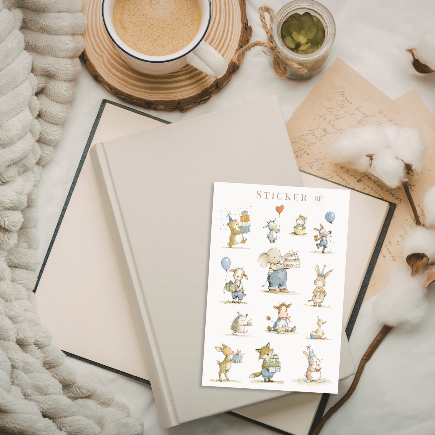 Aquarell-Tiersticker für Geburtstag & Feiern