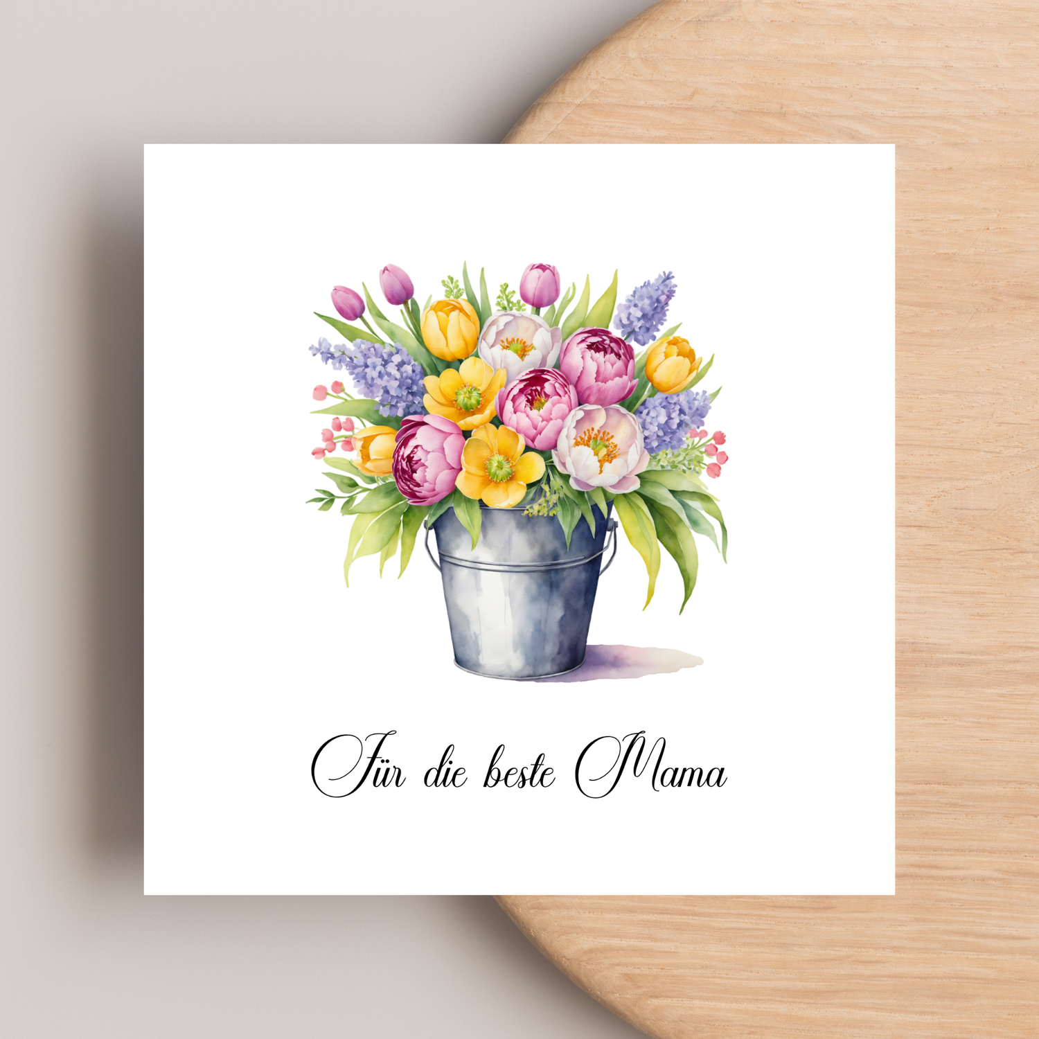 Muttertagskarte mit Aquarell-Blumenstrauß