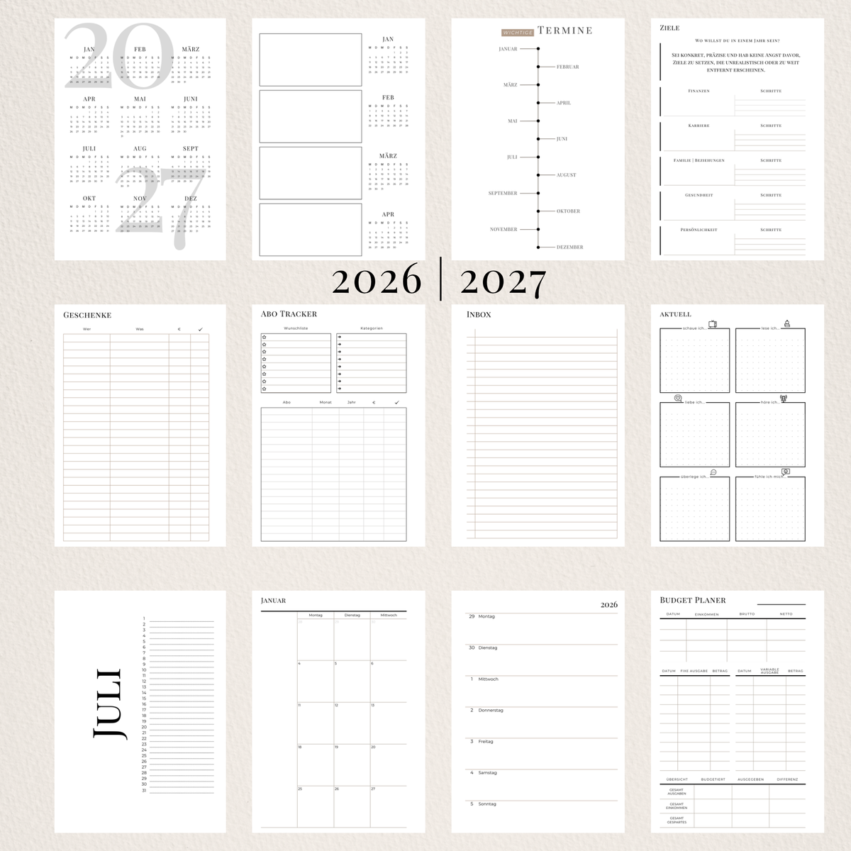 A5 Handgemachter Planer 2027 | Discbound | Wochenübersicht