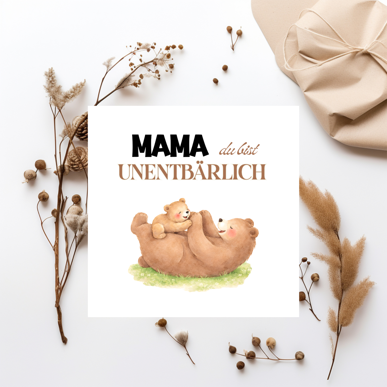 Muttertagskarte mit Aquarell-Bären