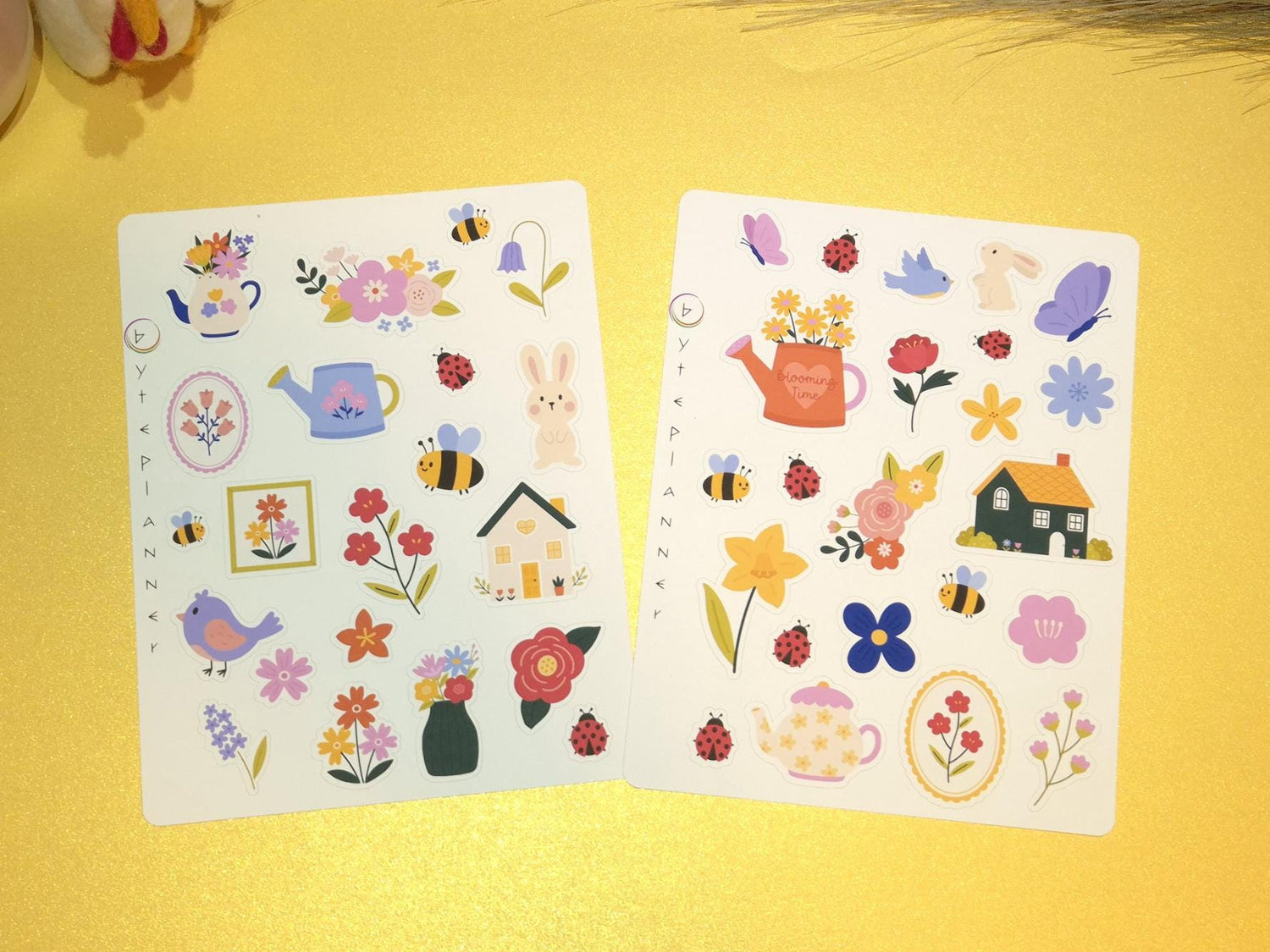 Garten Sticker mit Blumen, Bienen und Schmetterlinge