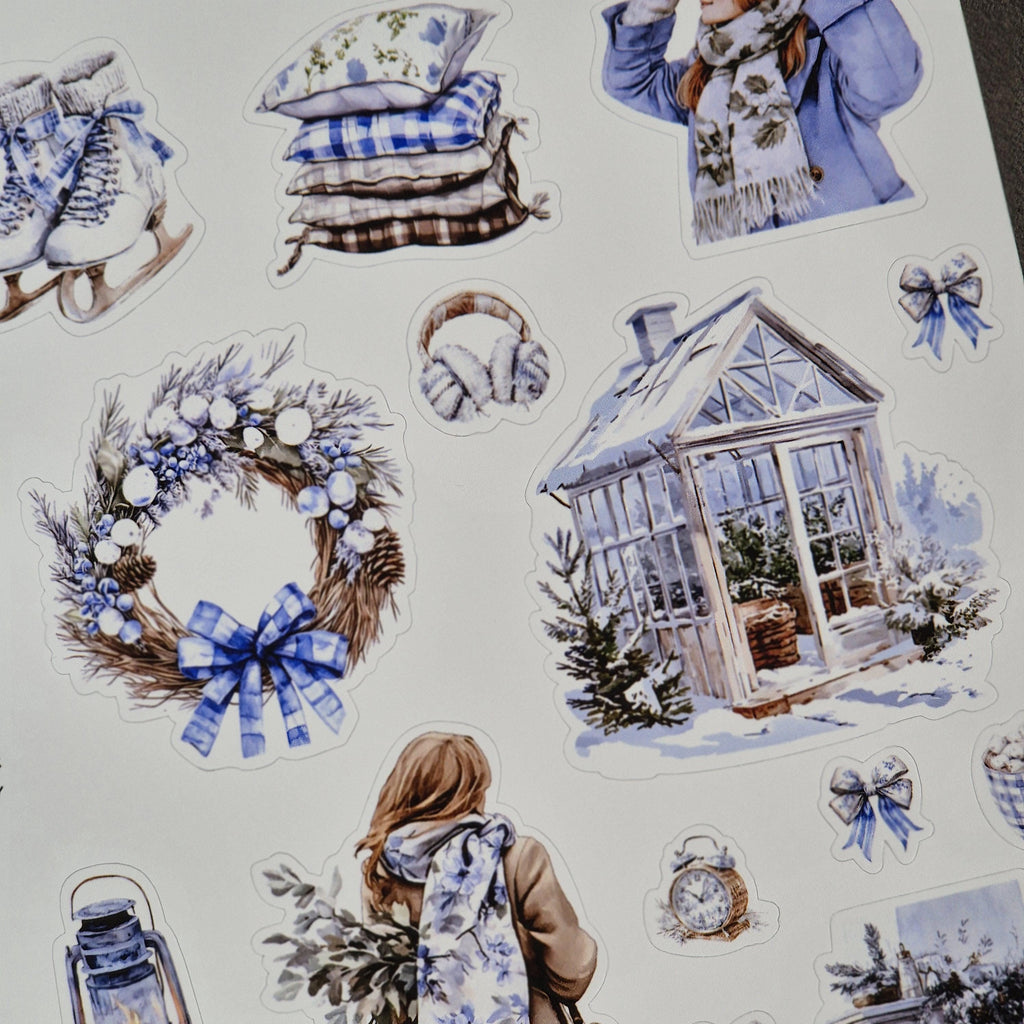 Winterzauber Aquarell Sticker Set – Vintage Weihnachten
