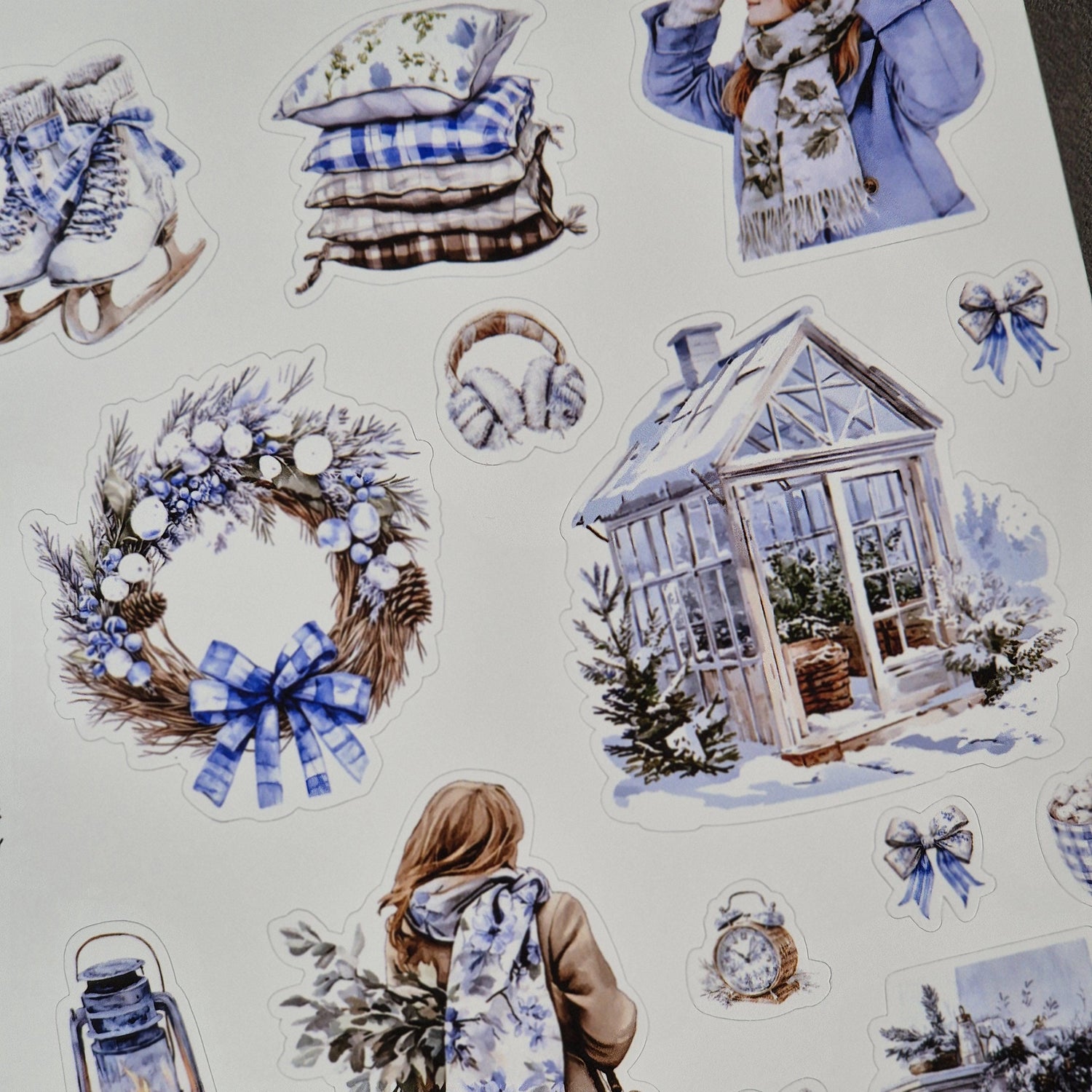 Winterzauber Aquarell Sticker Set – Vintage Weihnachten