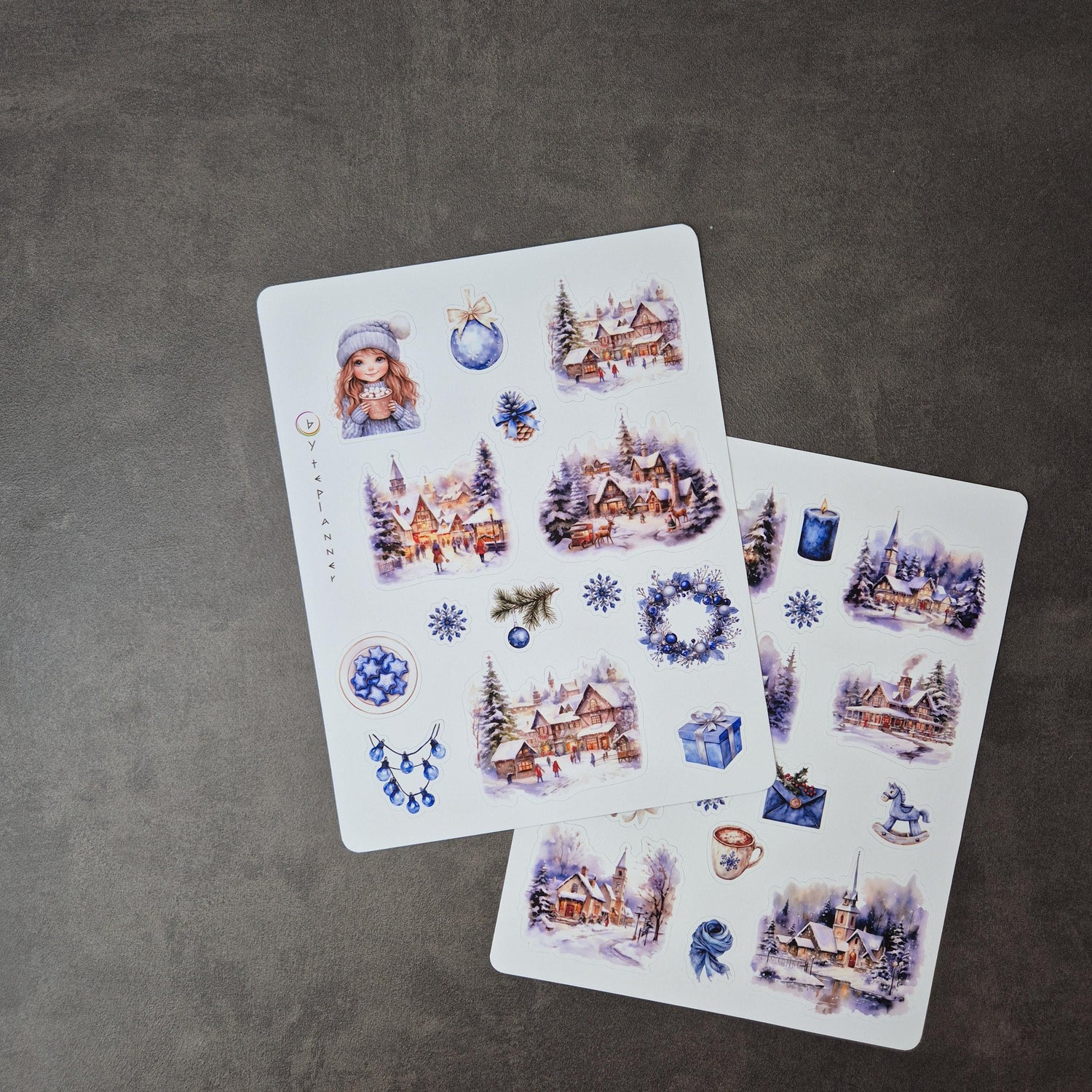Ein winterlicher Moment zum Festhalten Aquarell-Sticker für deine Planerseiten