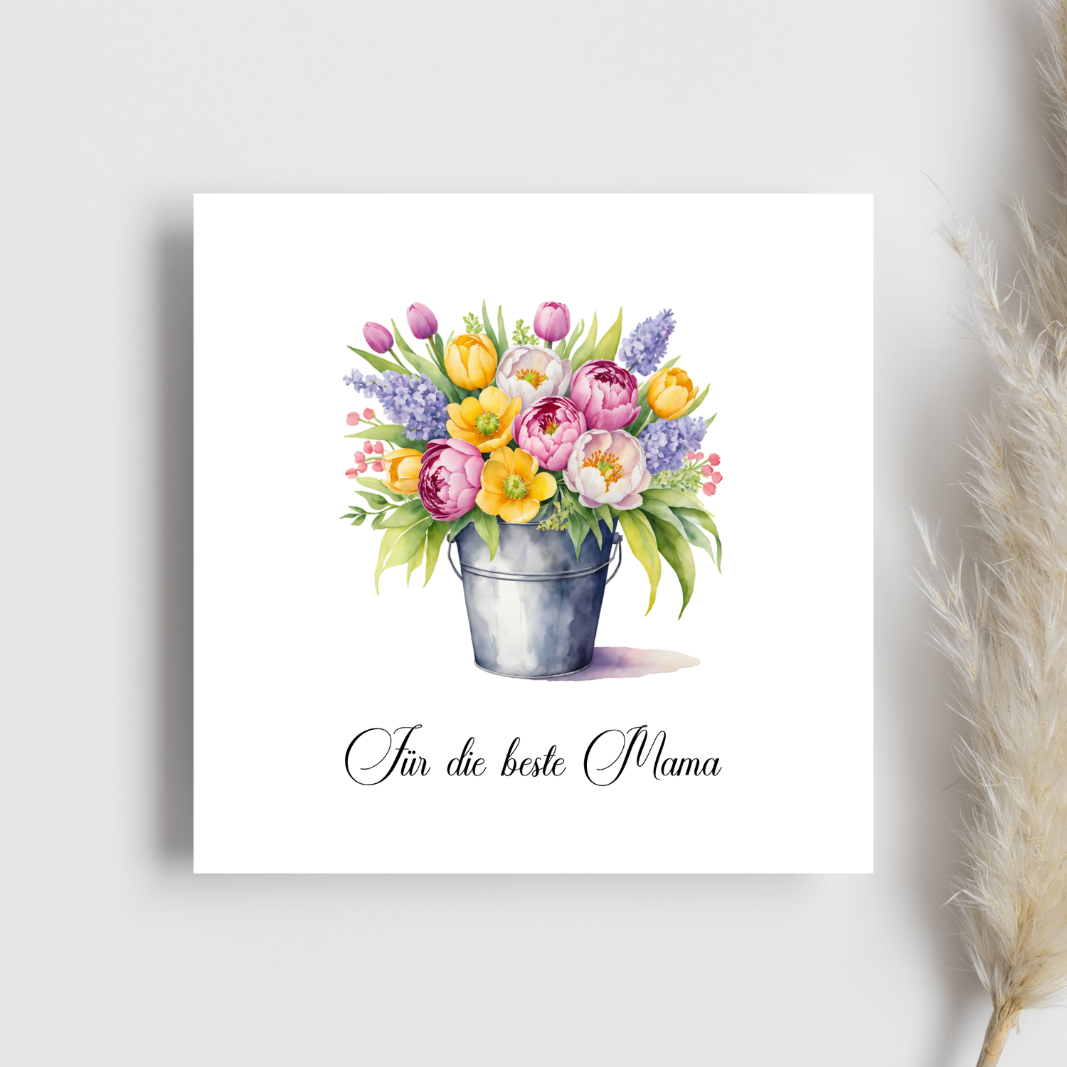 Muttertagskarte mit Aquarell-Blumenstrauß