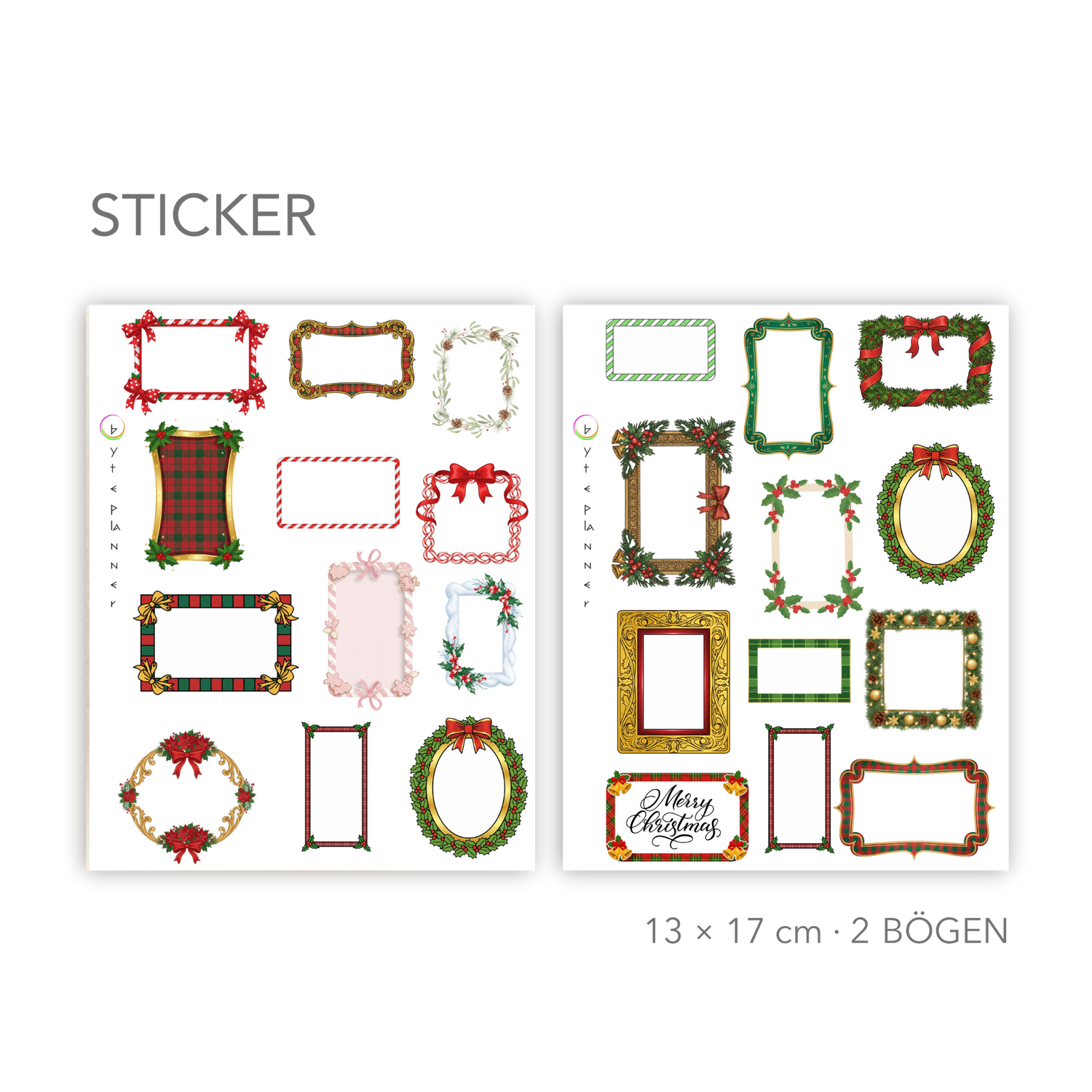 Festliche Winter-Rahmen Sticker | Weihnachtliche Rahmen für Planer und Journal