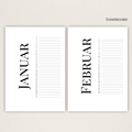 Handgemachte Dashboard-Set für Filofax & Discplaner – 12 Monate Übersicht im minimalistischen Design